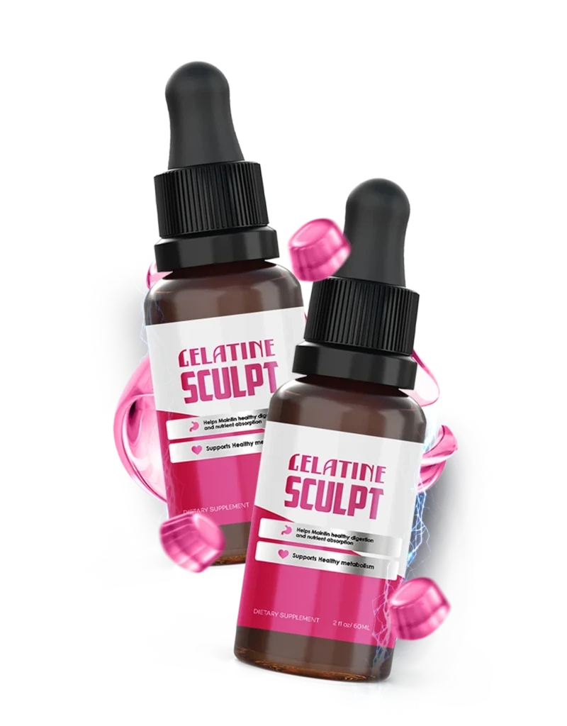 Gelatine Sculpt liquid drops supplement bottles